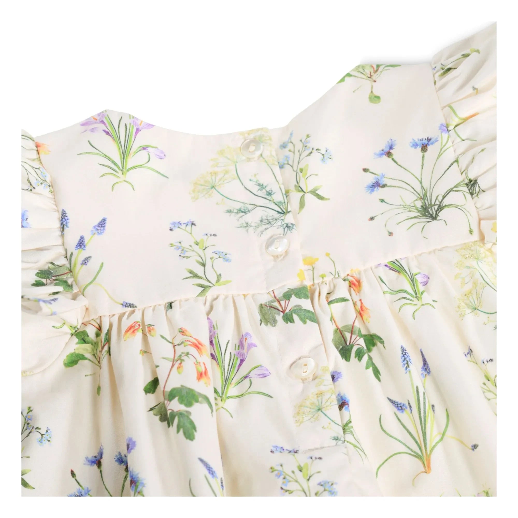 Molo - Cacao Fleurie Organic Cotton Ruffled Dress | Ivory