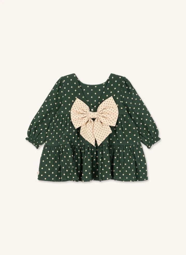 Konges Sløjd - Elin Puantiyeli Elbise, Organik Pamuk | Yeşil