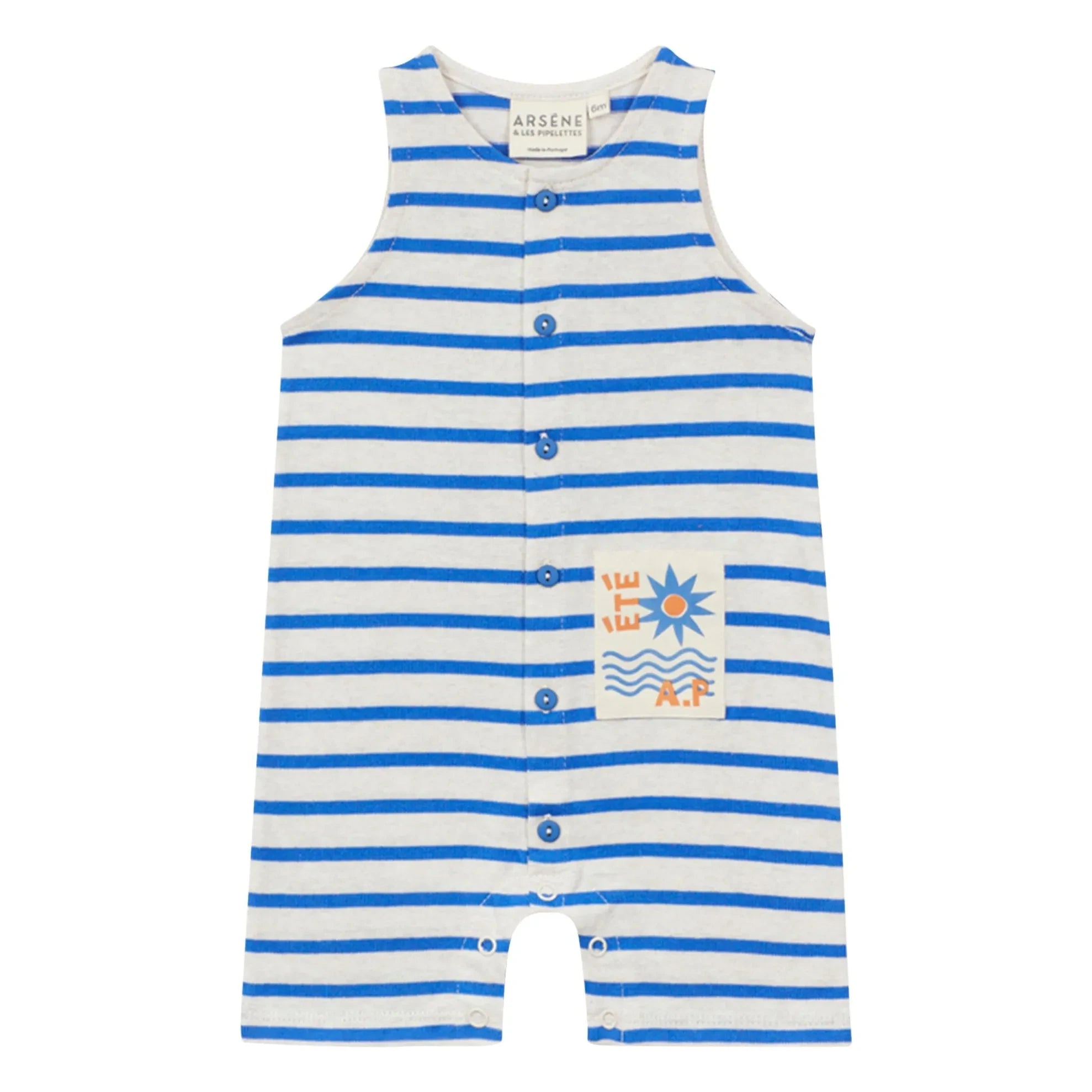 Arsène et Les Pipelettes - Organic Cotton Striped Romper | Blue