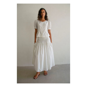 THEAVANT - Charlotte Cotton ve İpek Poplin Etek | Beyaz