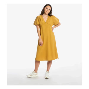 Matona - Mi-Long Organic Cotton Dress | Mustard