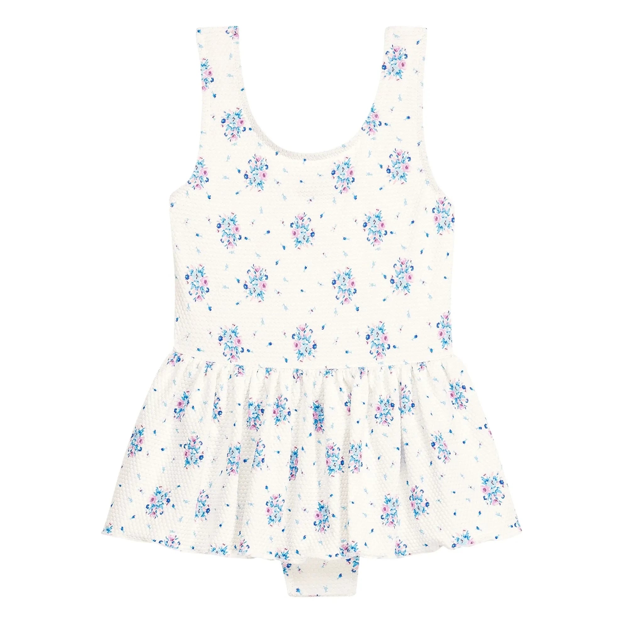 Louise Misha - Kalinda Floral Pattern Waffle Skirted Swimsuit | Recycled Fiber | Cream