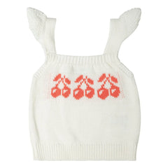 Tocoto Vintage - Cherry Jacquard Top | White