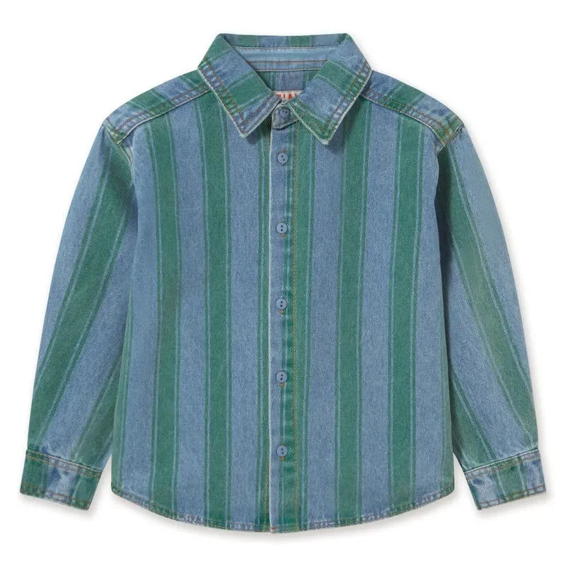 Tinycottons - Striped Denim Shirt | Blue