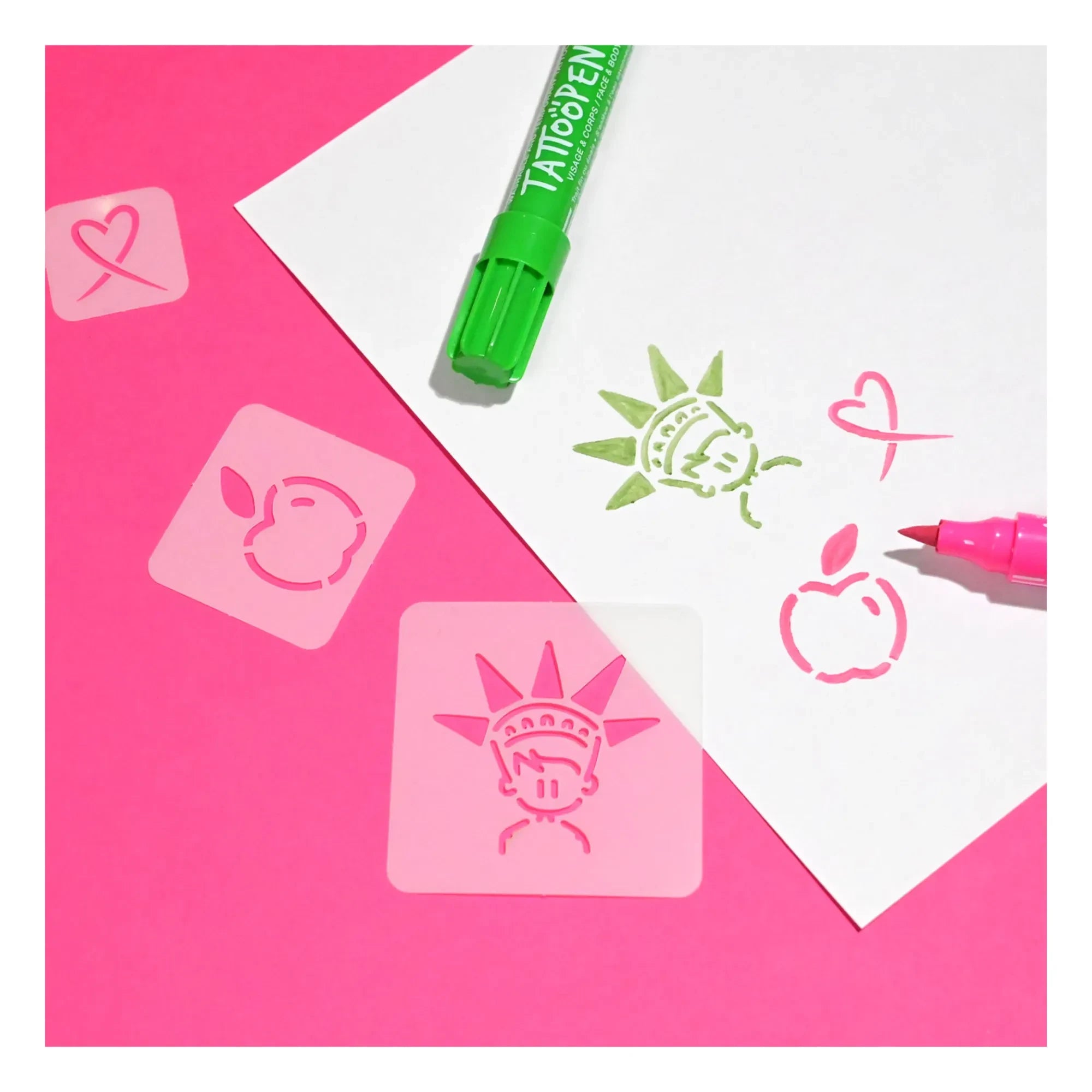 Nailmatic Kids - New York x JO LITTLE Tattoo Pen and Reusable Stencil Duo Set