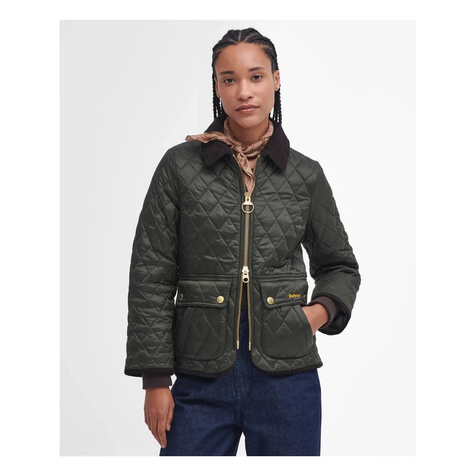 Barbour - Beadnell Dar Kesim Kapitone Ceket | Haki