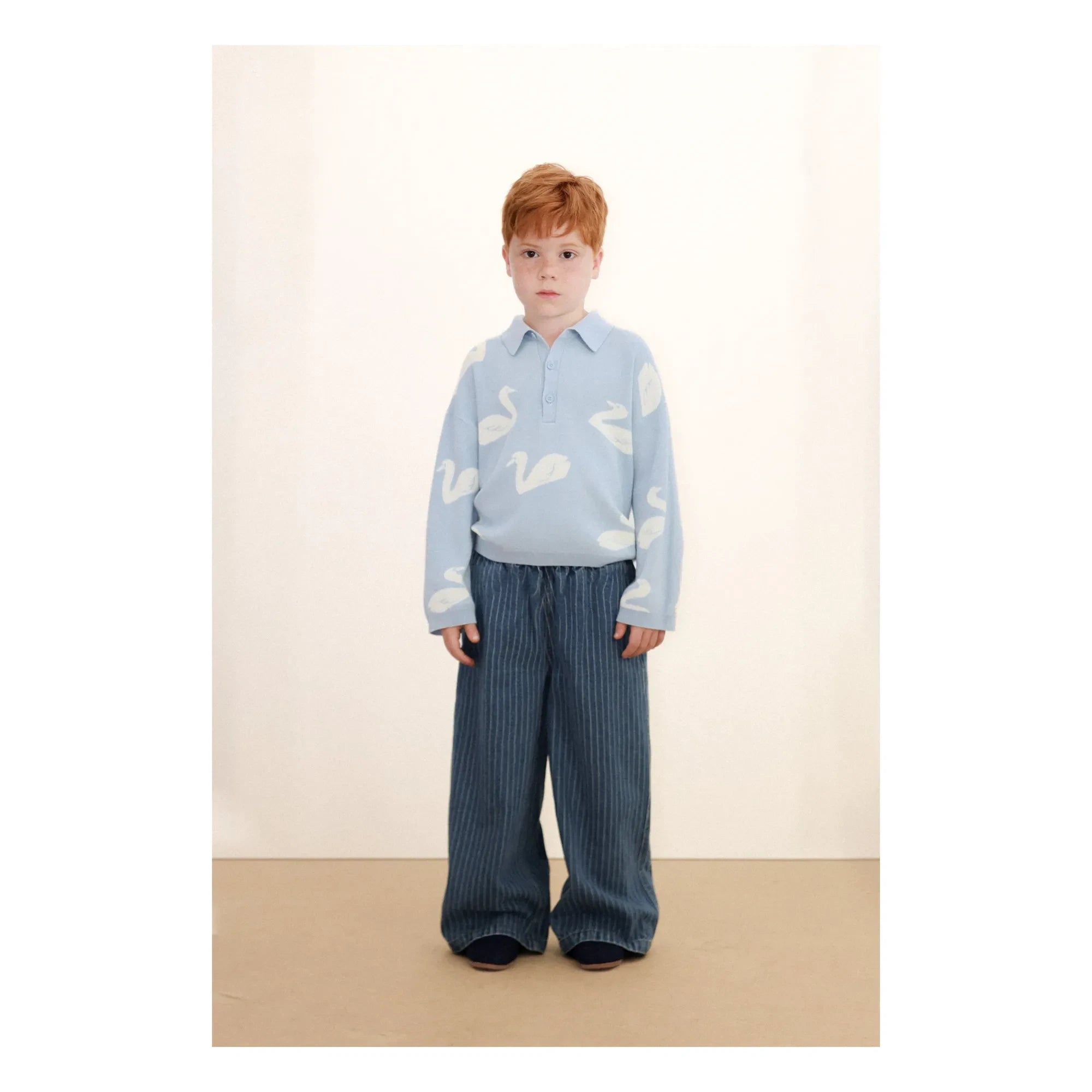 Tinycottons - Wide striped denim pants | Blue