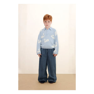 Tinycottons - Wide striped denim pants | Blue