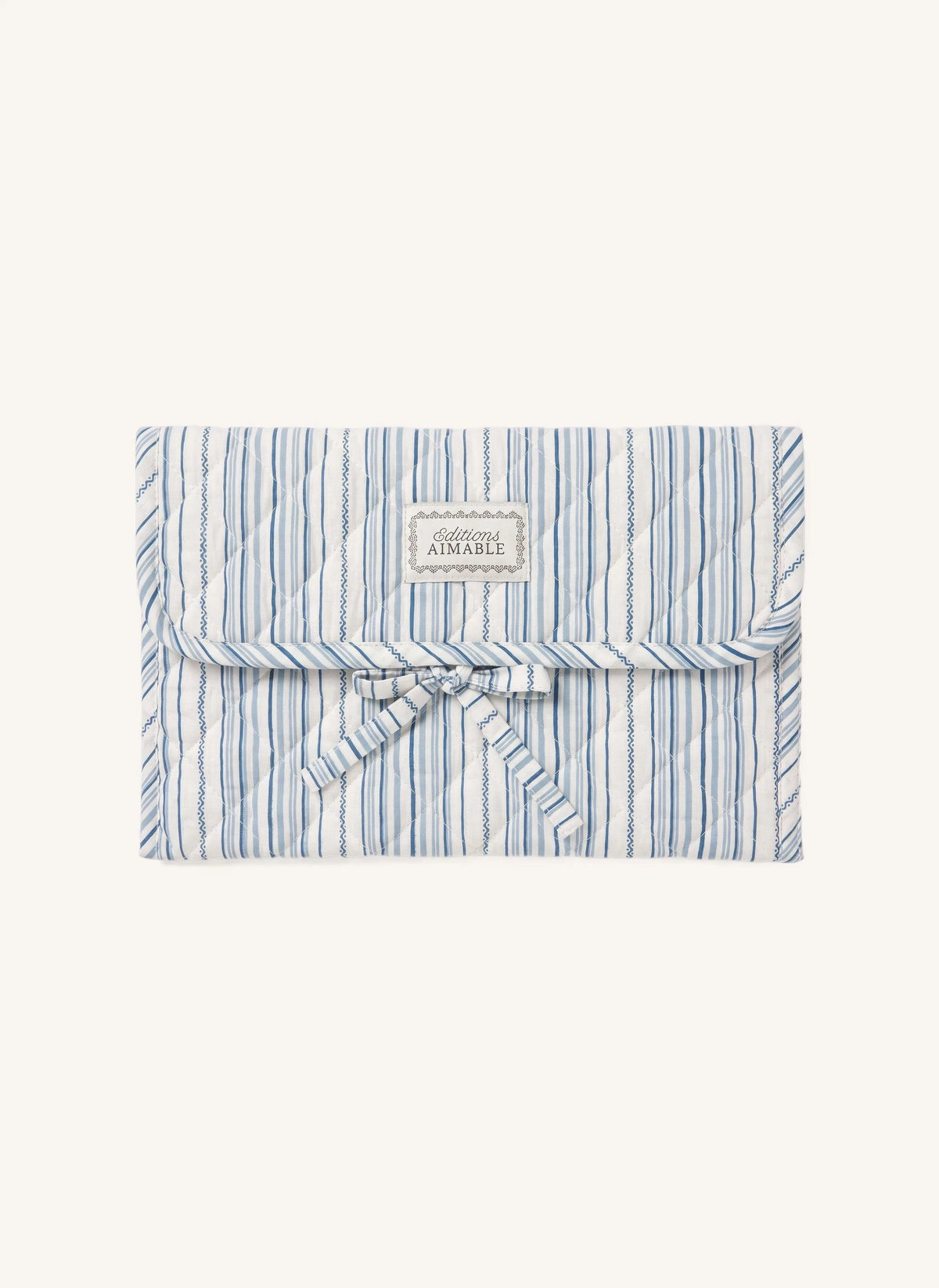 Editions Aimable - Palmyre baby changing bag | Azure Striped Poplin