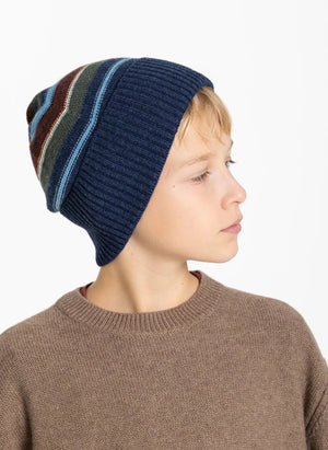 Smallable Kid - Miro Striped Wool Beanie | Blue