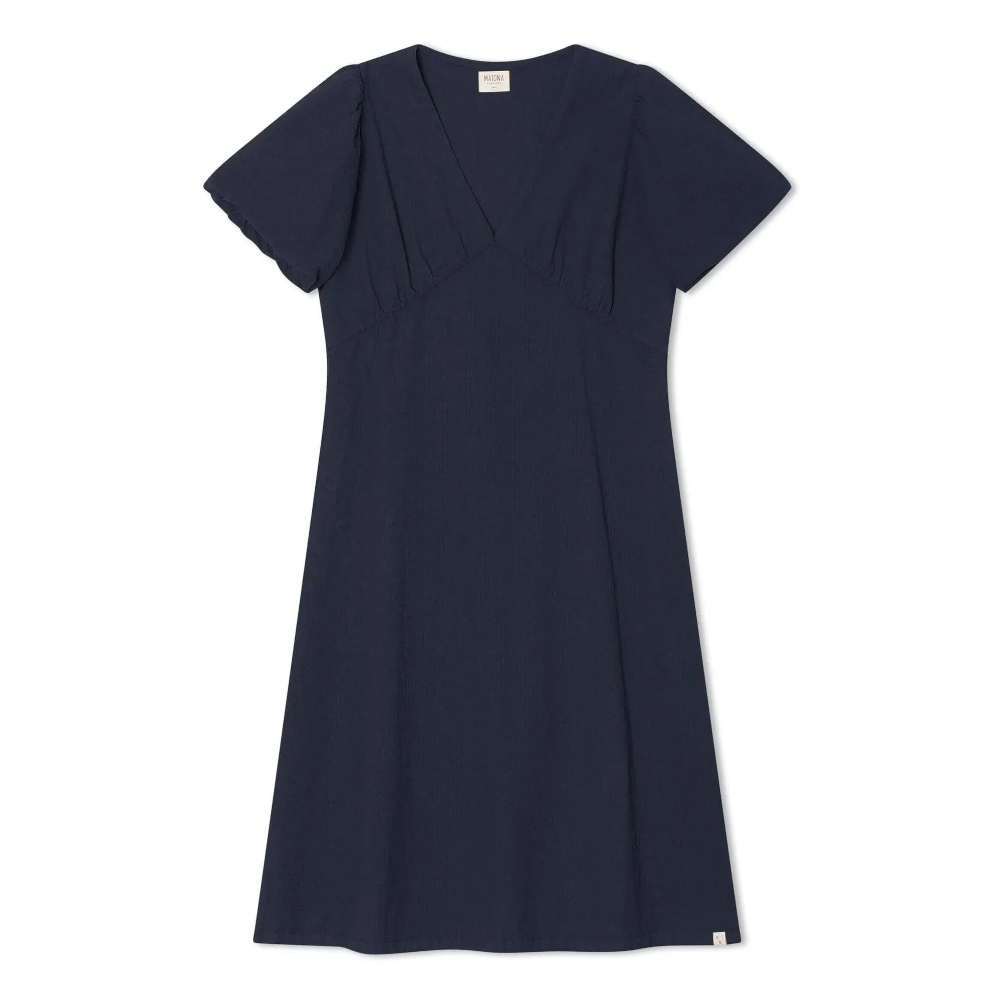 Matona - Mi-Long Organic Cotton Dress | Navy