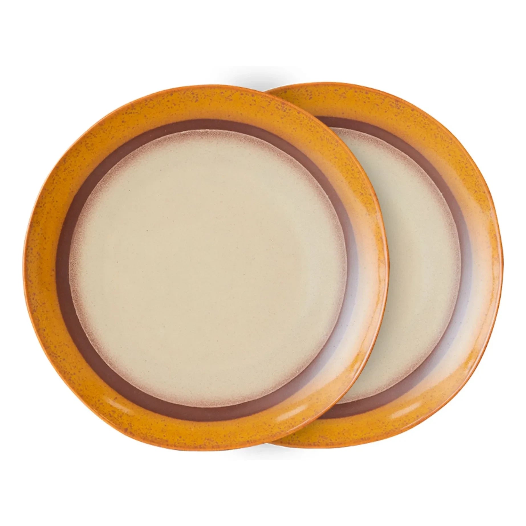 HKliving - Orange 2-Piece Stoneware Plate Set