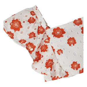 Fabula - Gathered Sleeve Floral Embroidery | White