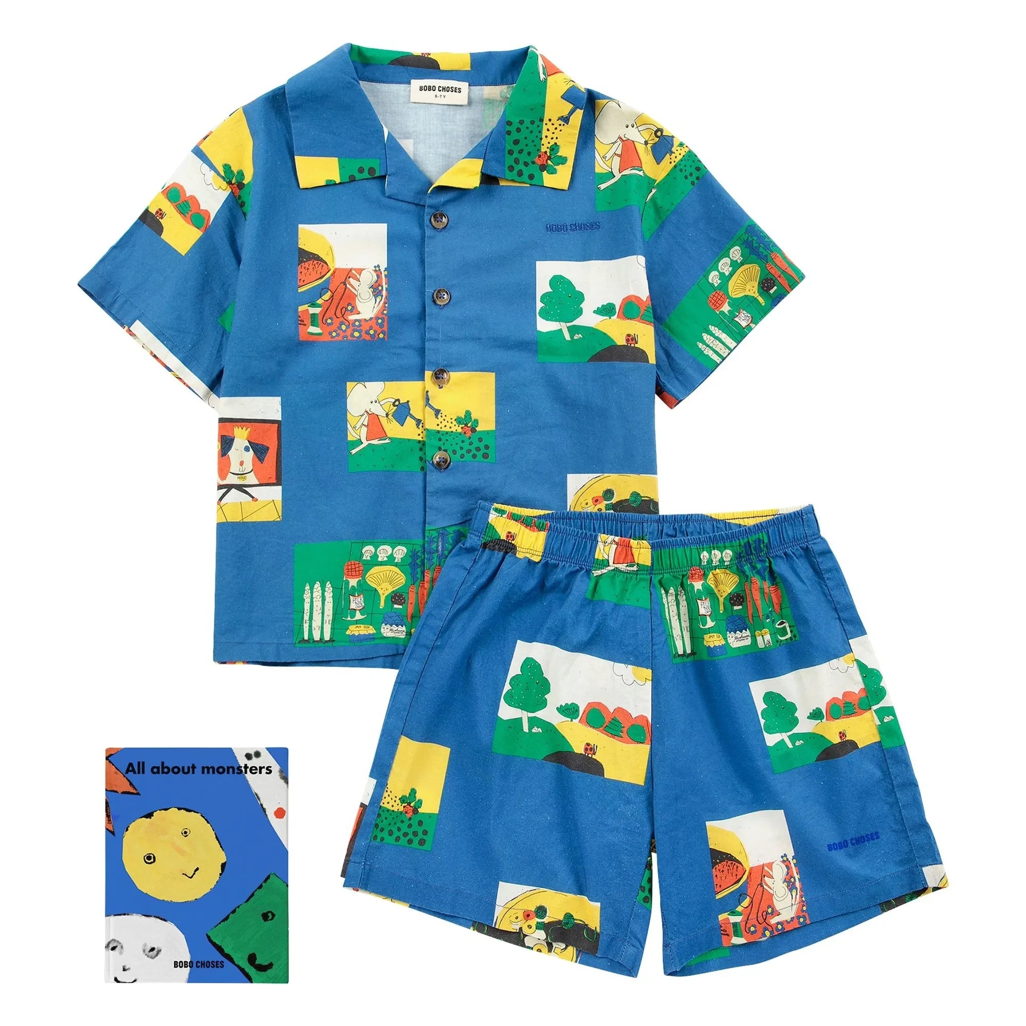 Bobo Choses - Pickles Organic Cotton Shirt and Shorts Set | Royal blue
