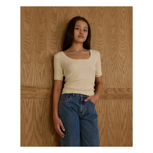 Rylee + Cru - Oyster Trim T-Shirt | Ivory
