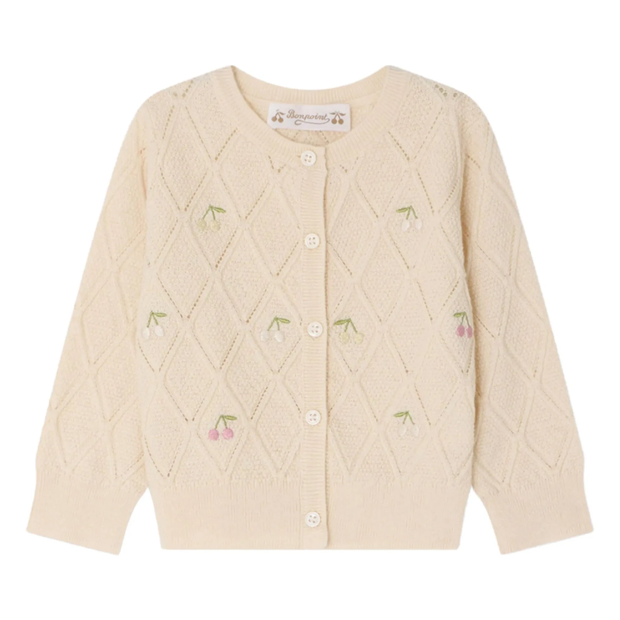Bonpoint - Lysandra Cherries Wool Cardigan | Cream