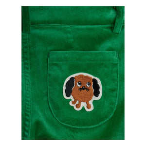 Mini Rodini - Doggie Flare Pants in Velvet Organic Cotton | Green
