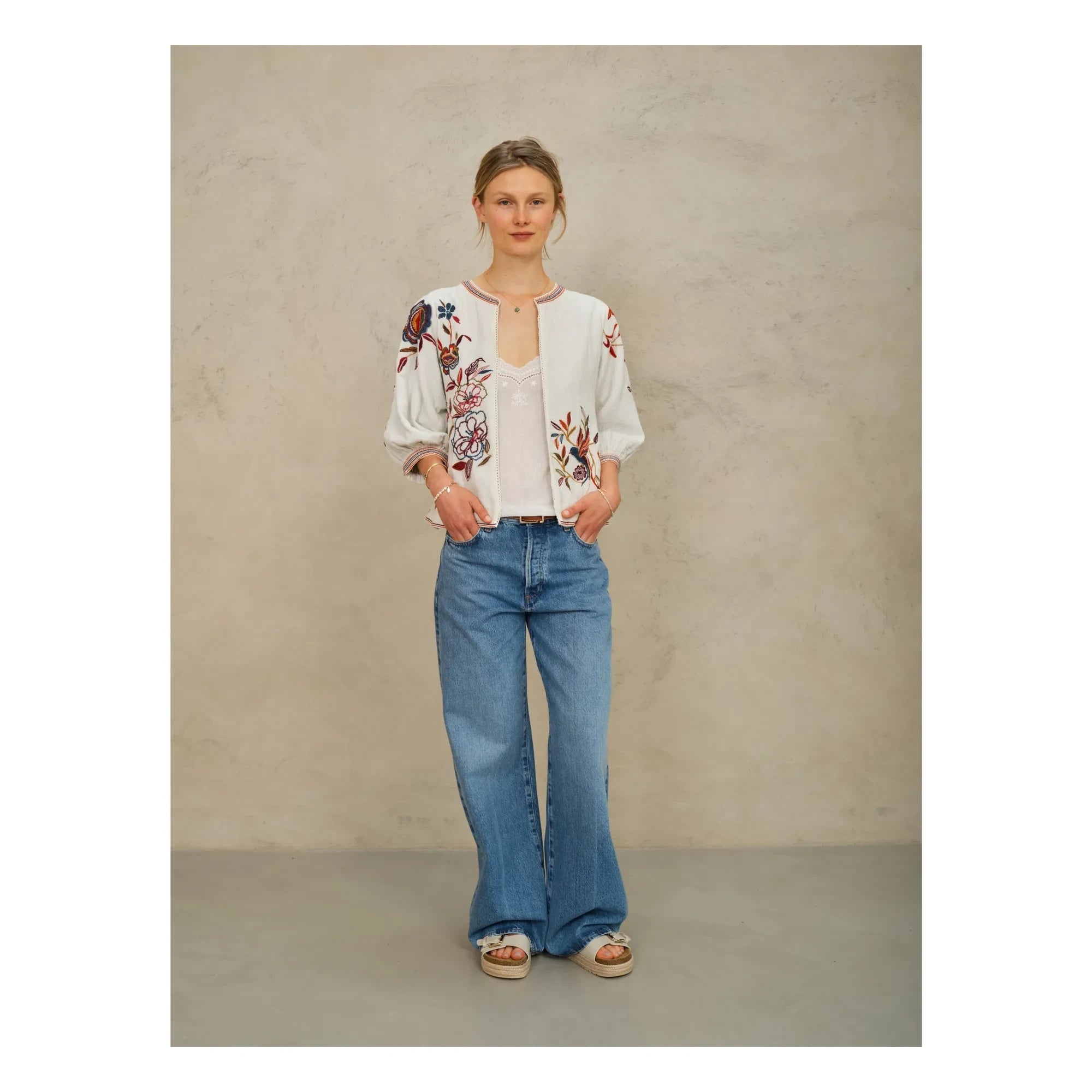 M.A.B.E. - Ori Cotton Embroidered Jacket | Red