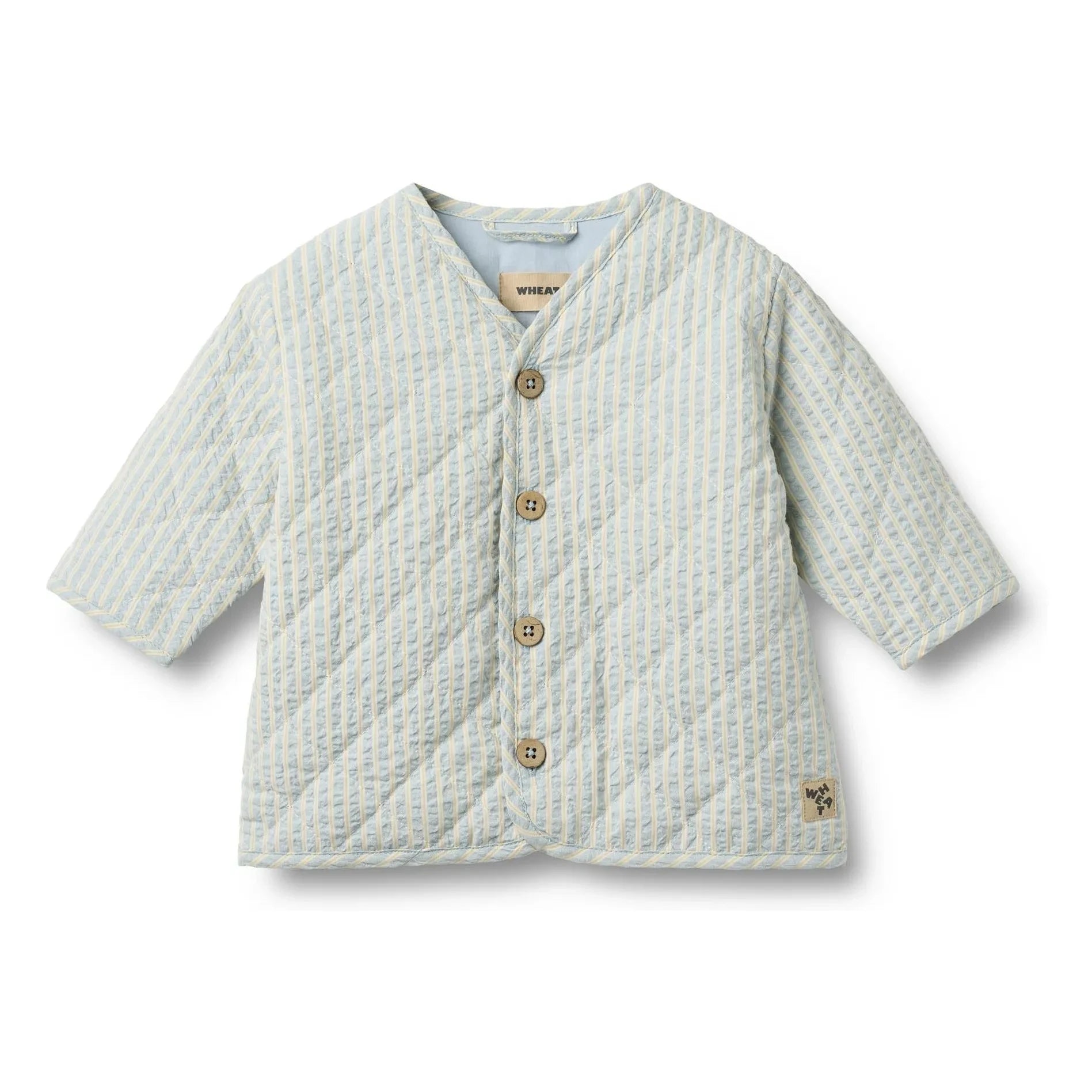 Wheat - Saxo Striped Organic Cotton Quilted Jacket | Light Blue