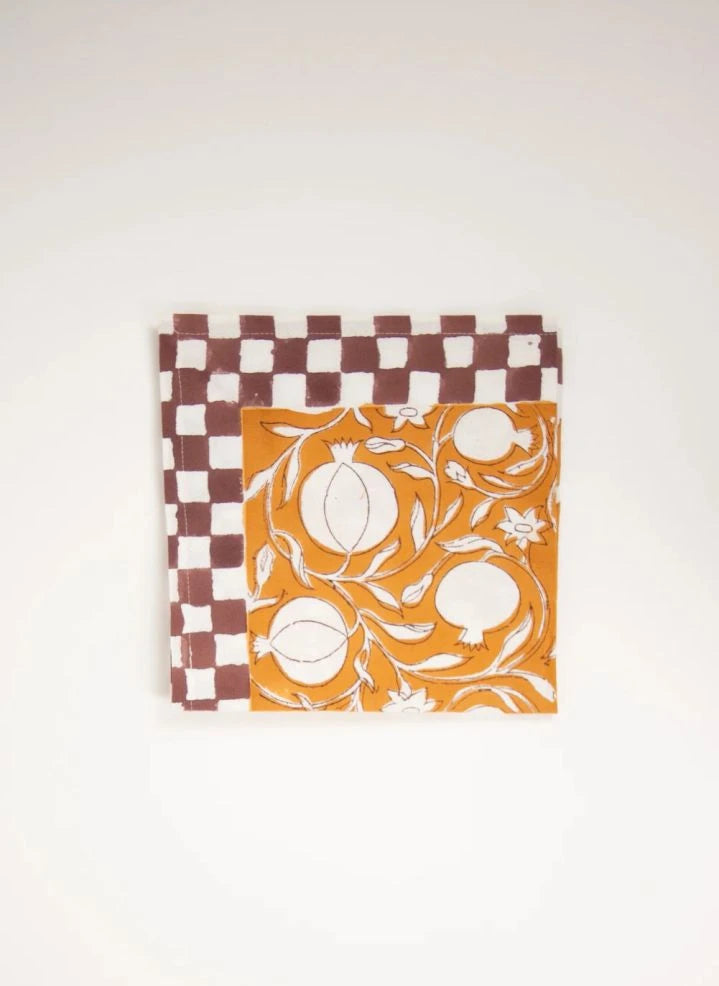 Olsson & Jensen - Pomona Pomegranate Print Napkins - Set of 4 | Mustard