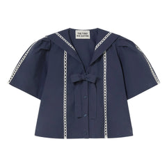 The Tiny Big Sister - Sailor Cotton Blouse | Navy Blue