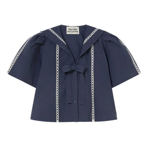 The Tiny Big Sister - Sailor Cotton Blouse | Navy Blue