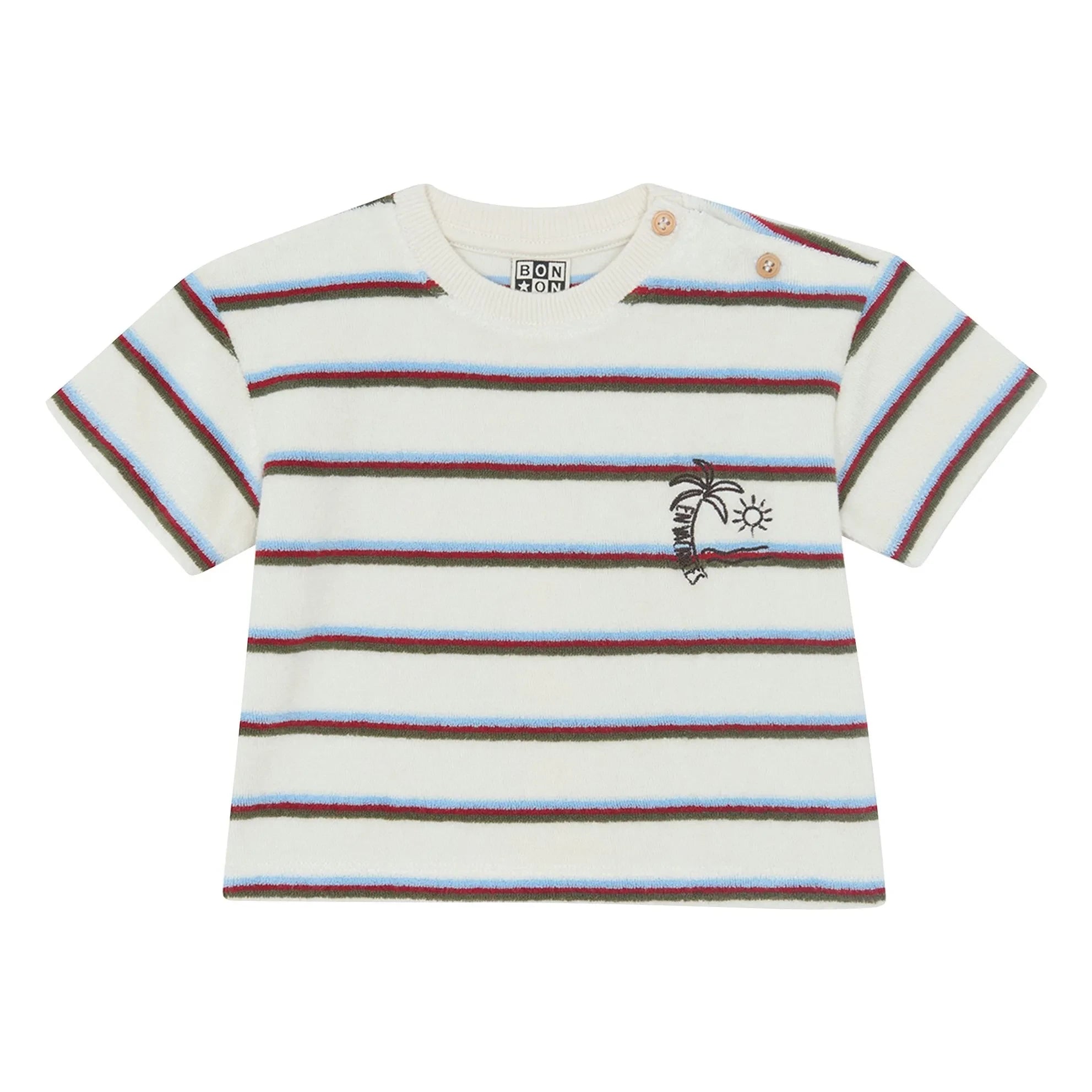 Bonton - Livo Viva Striped Terry T-Shirt | White