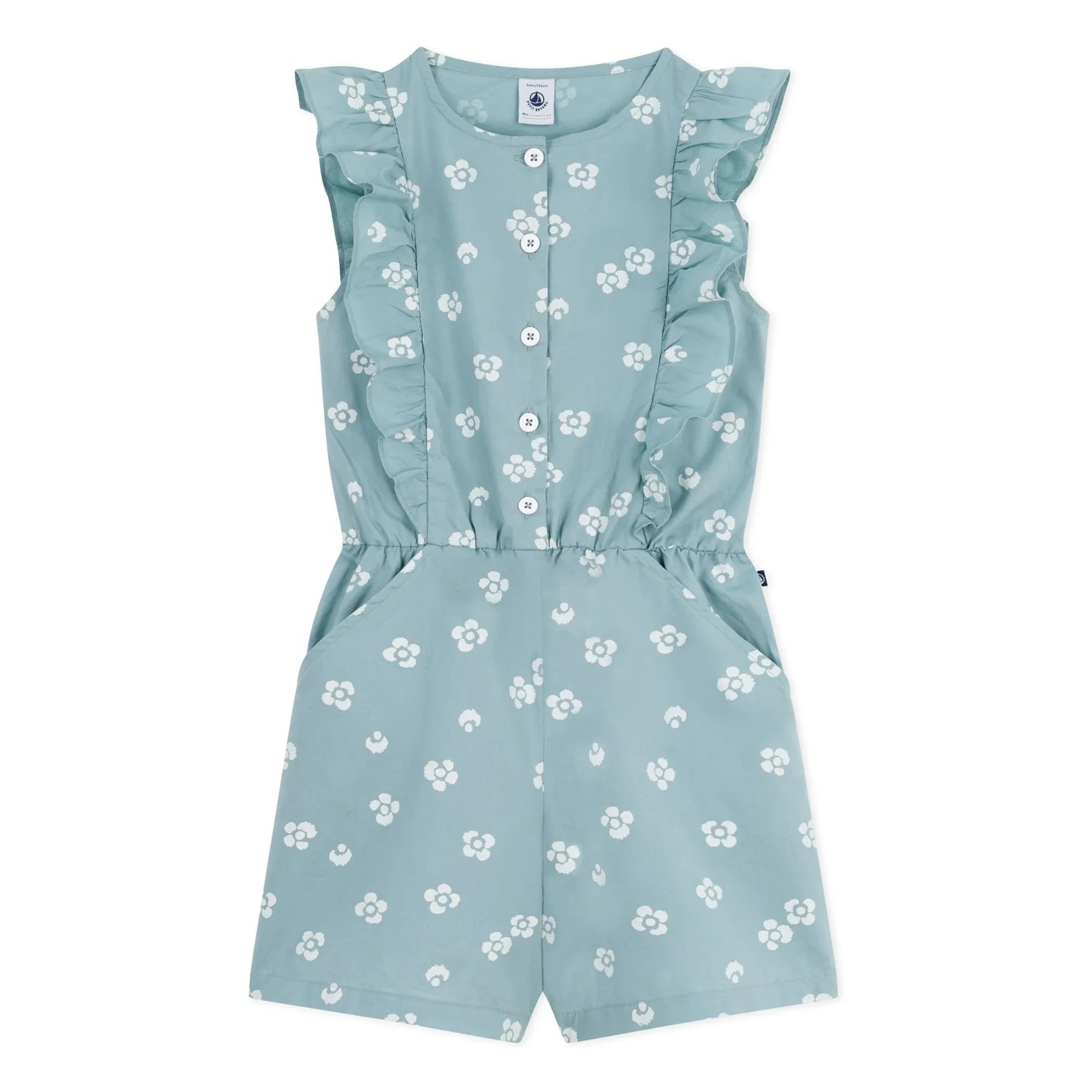 Petit Bateau - Organic Cotton Poplin Boncapa Romper | Sage