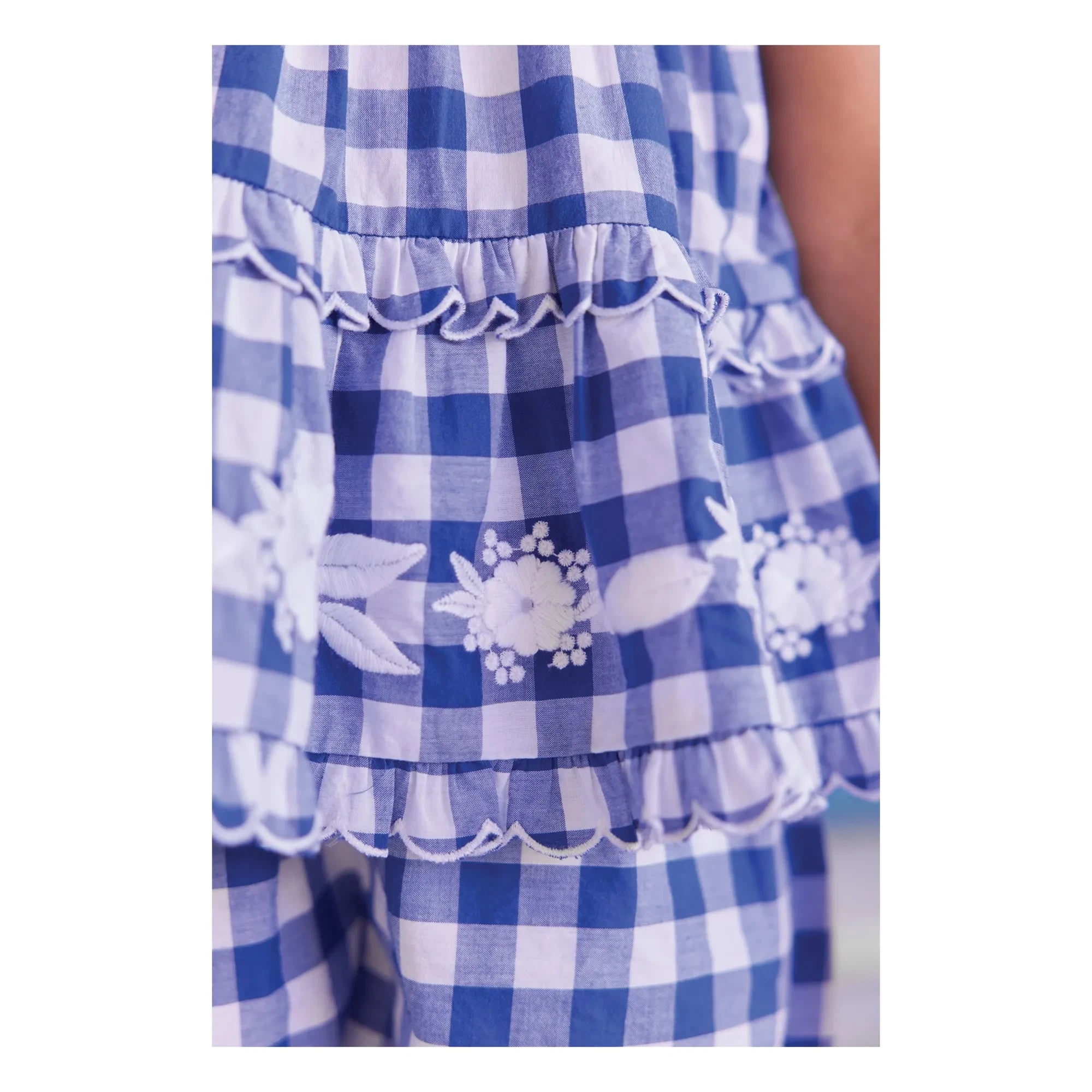 Tartine et Chocolat - Embroidered Top and Checked Shorts Set | Royal Blue