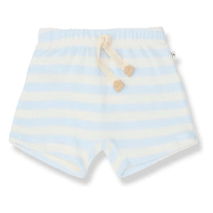 1+ in the family - Feres Striped Towel Bermuda Shorts | Pale Blue