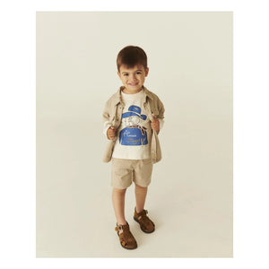 Copenhagen Colors - Organic cotton twill hemline shorts | Beige