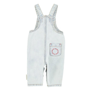Piupiuchick - Peace Baby Denim Overalls | Washed Blue