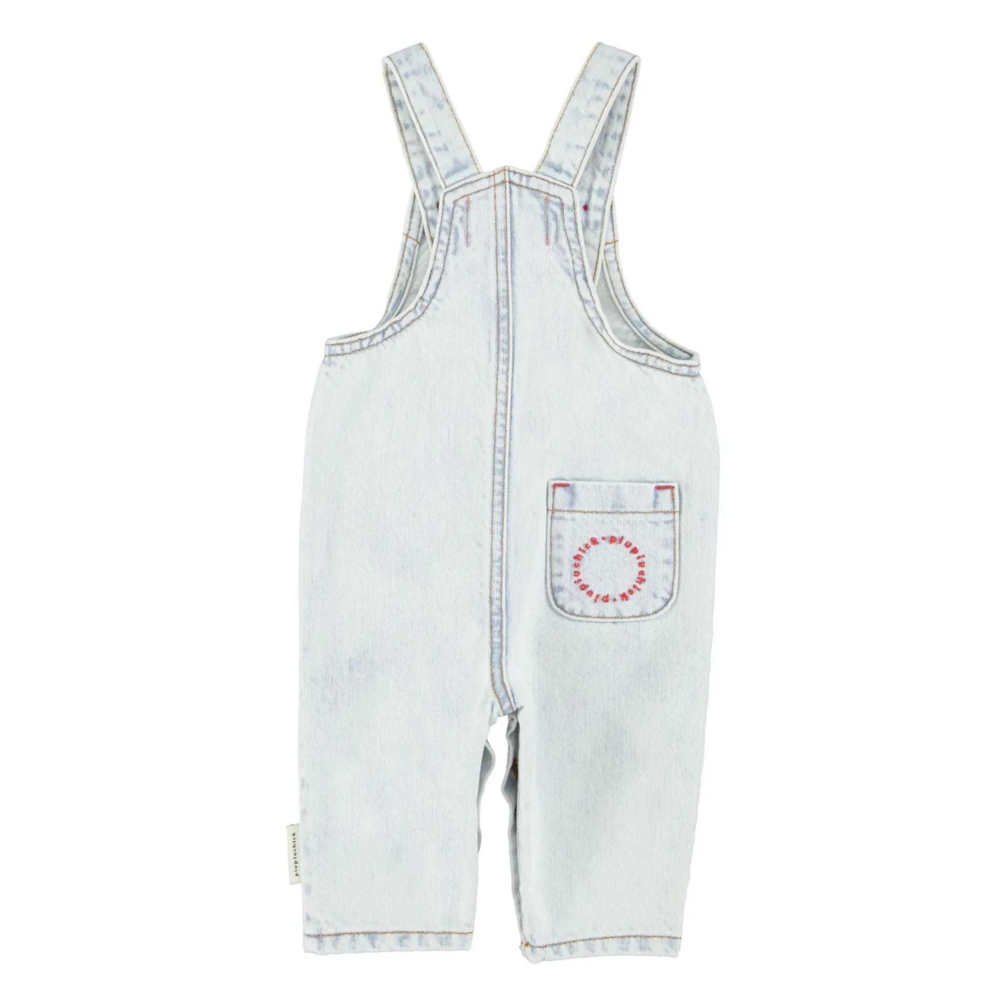 Piupiuchick - Peace Baby Denim Overalls | Washed Blue