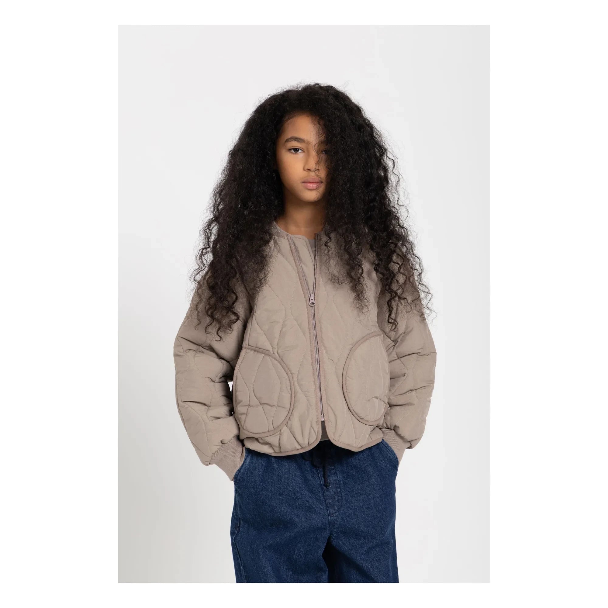 Smallable Kid - Wooly Quilted Bomber Jacket | Taupe Grey
