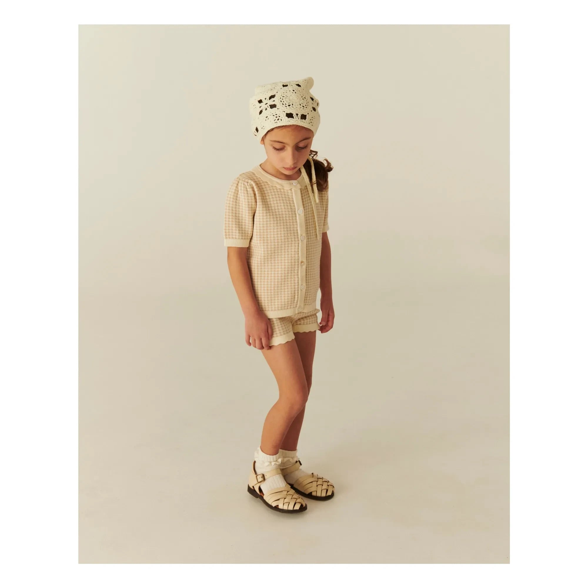 Copenhagen Colors - Organic Cotton Jacquard Check Shorts | Beige Pink