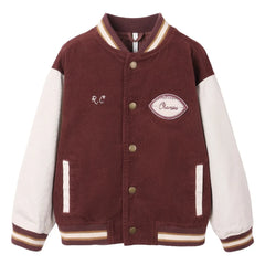 Rylee + Cru - Velvet Varsity Bomber Jacket | Burgundy