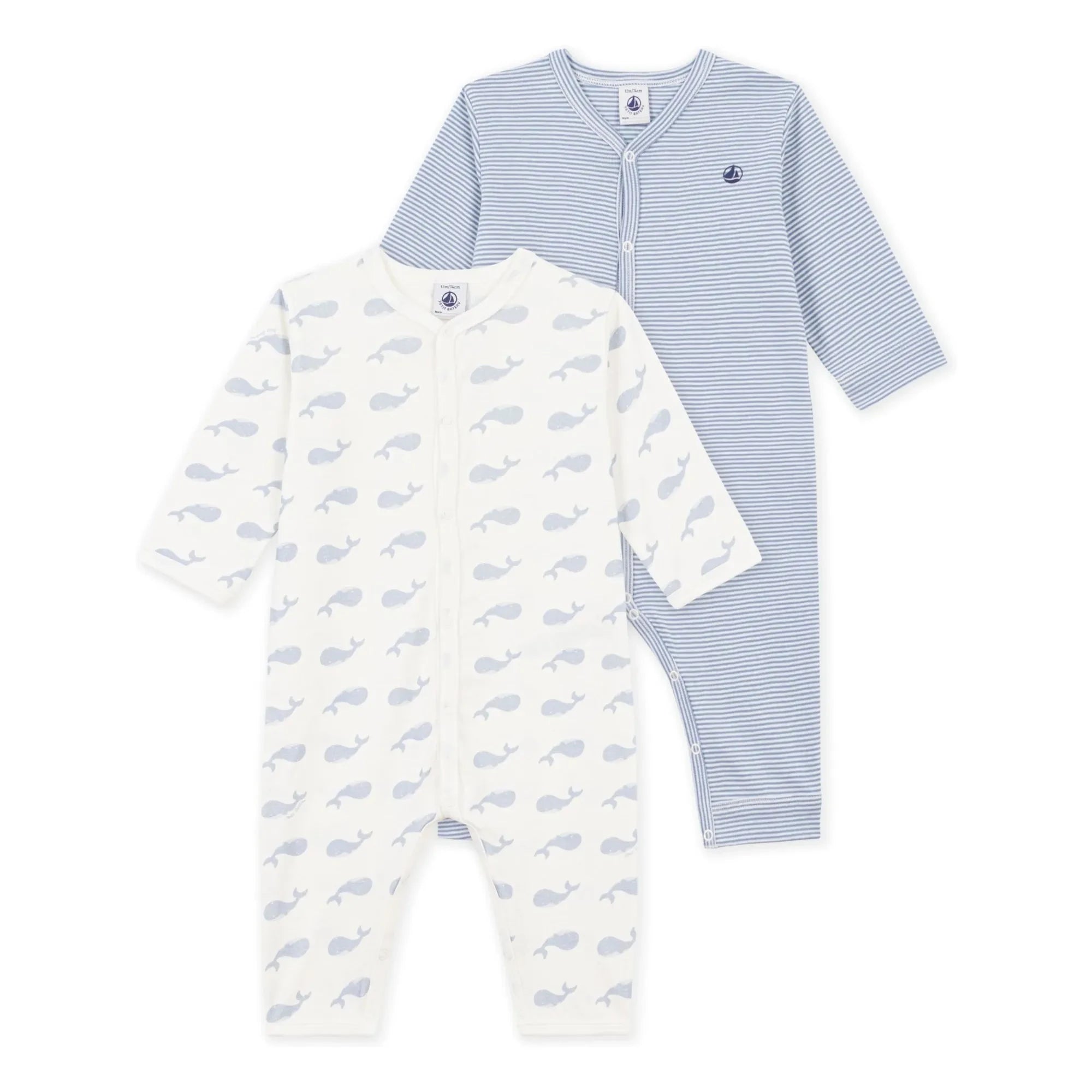 Petit Bateau - 2’li Dors Bien Baleines Organik Pamuklu Pijama Takımı | Mavi