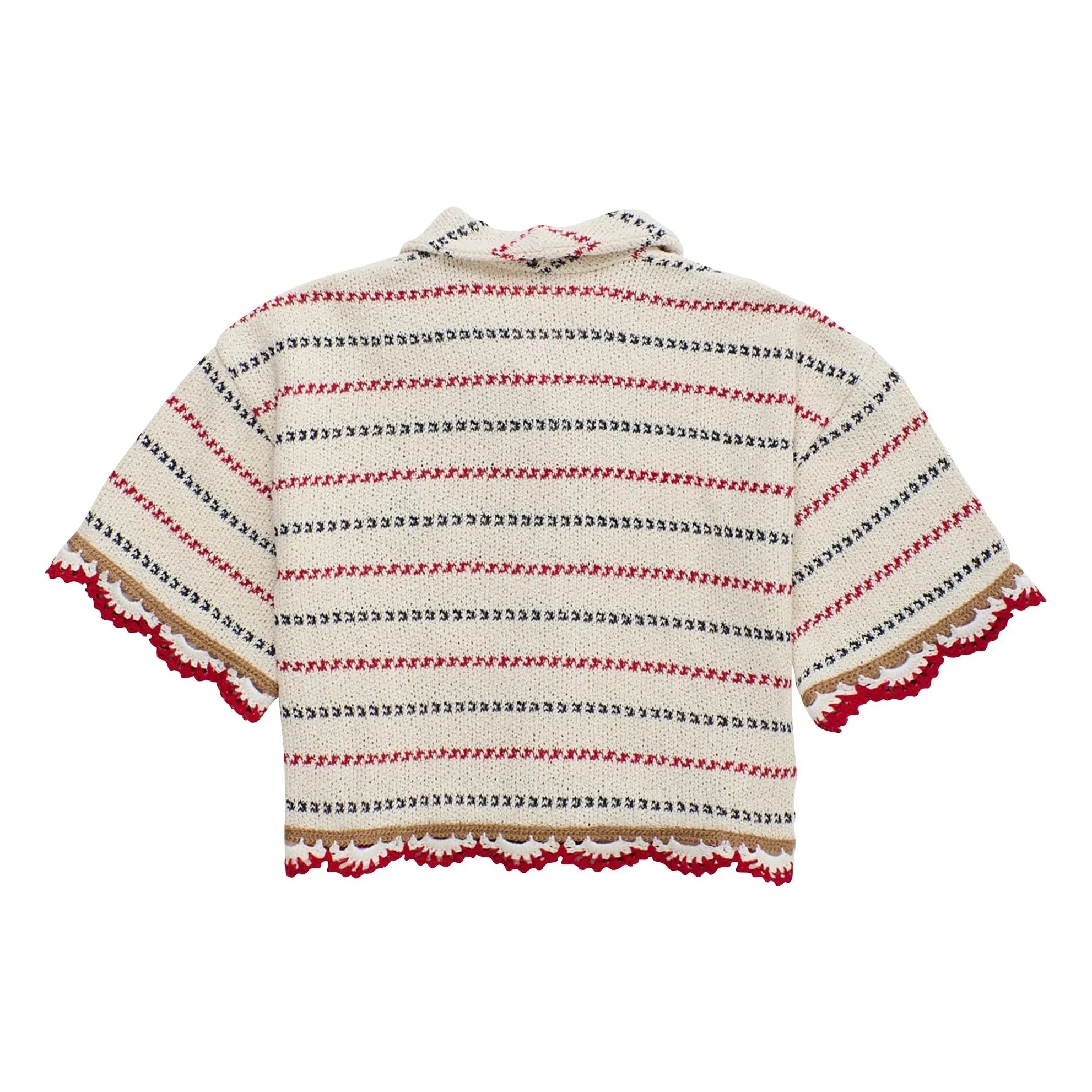 Maison Mangostan - Striped Mesh Shirt | Ecru