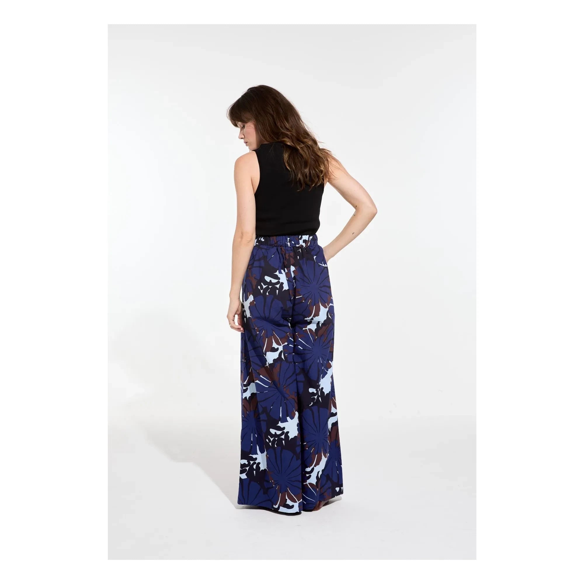 Mapoésie - Penelope Poppy Cotton Poplin Pants | Blue