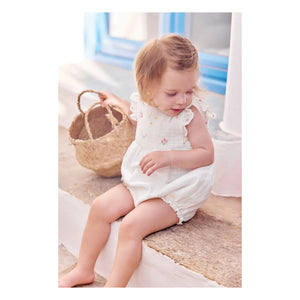 Tartine et Chocolat - Embroidered Floral Romper | White
