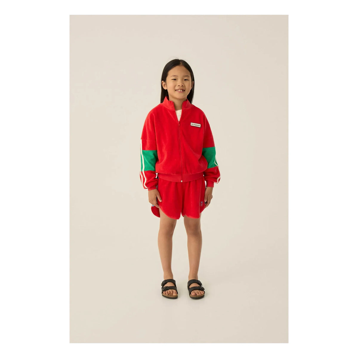 The Campamento - Color Blocked Fleece Zip-Up Sweatshirt | Red
