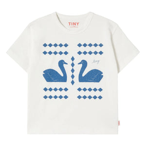 Tinycottons - Swans Losanges Organic Cotton T-shirt | White