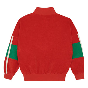 The Campamento - Color Blocked Fleece Zip-Up Sweatshirt | Red