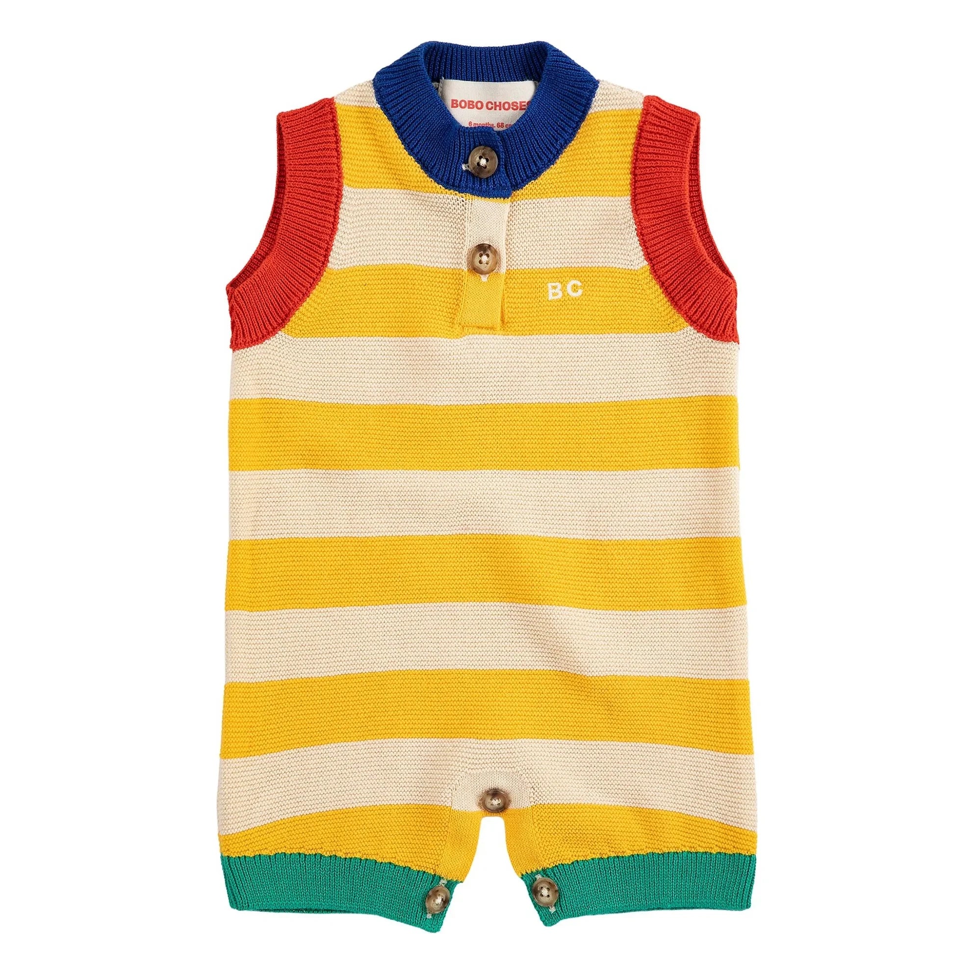 Bobo Choses - Striped Organic Cotton Knit Jumpsuit | Yellow