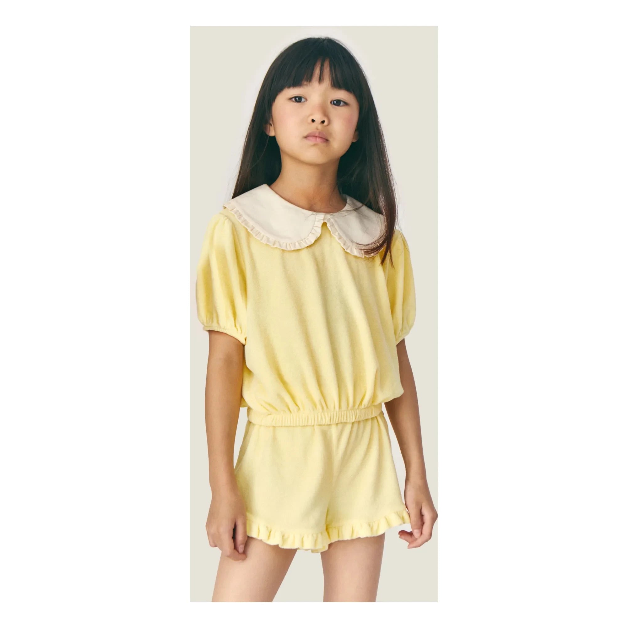 Mipounet - Carina Claudine Organic Cotton Towel T-Shirt | Pale Yellow