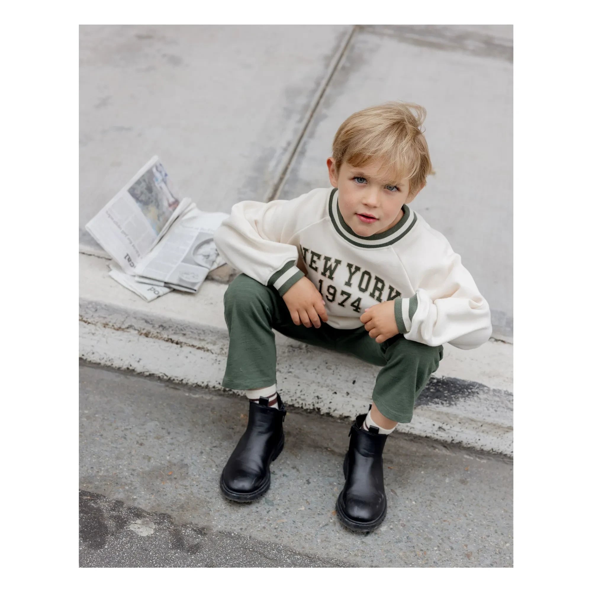 Rylee + Cru - Raglan Sweat New York Mini | Ivory