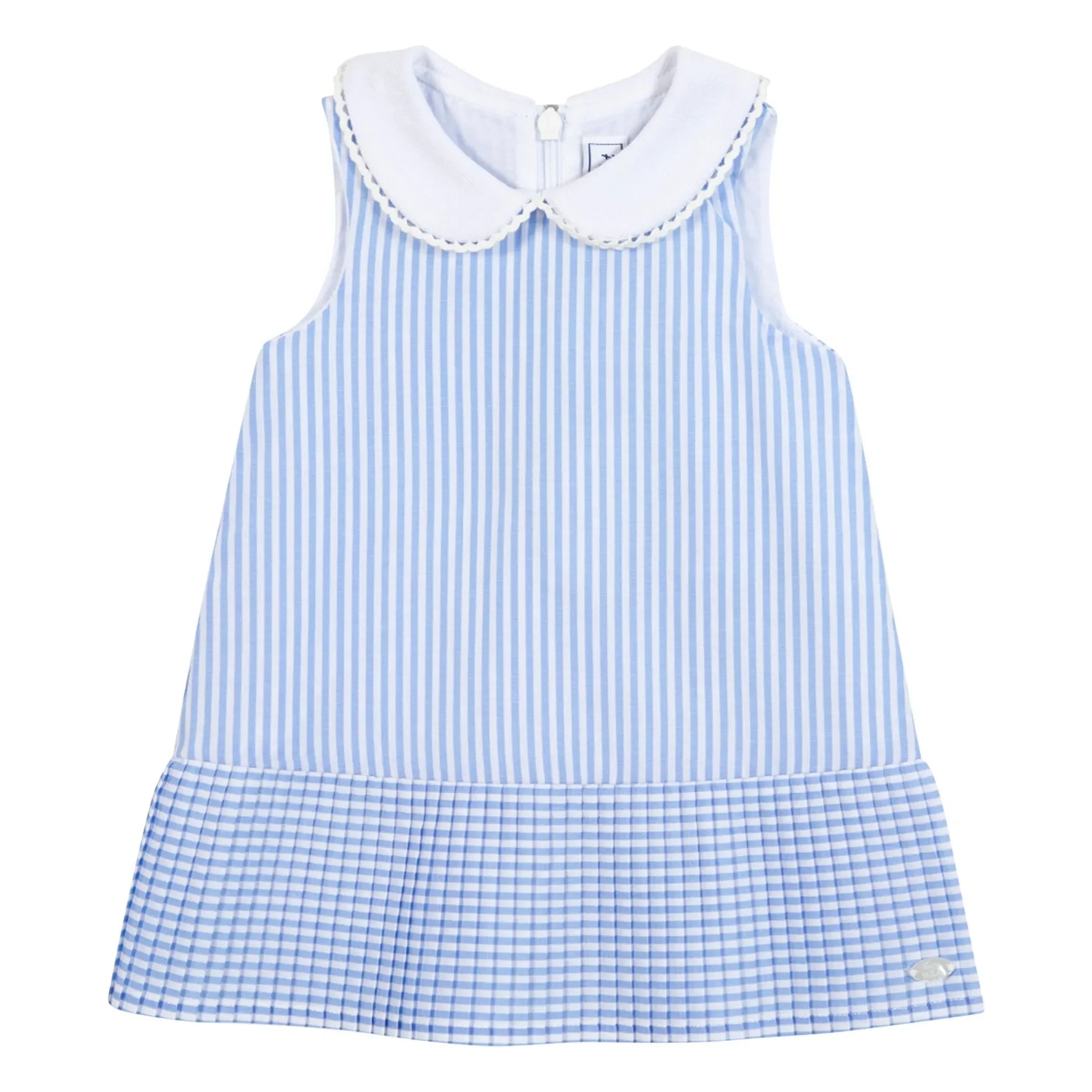 Tartine et Chocolat - Striped Sleeveless Claudine Collar Dress | Blue