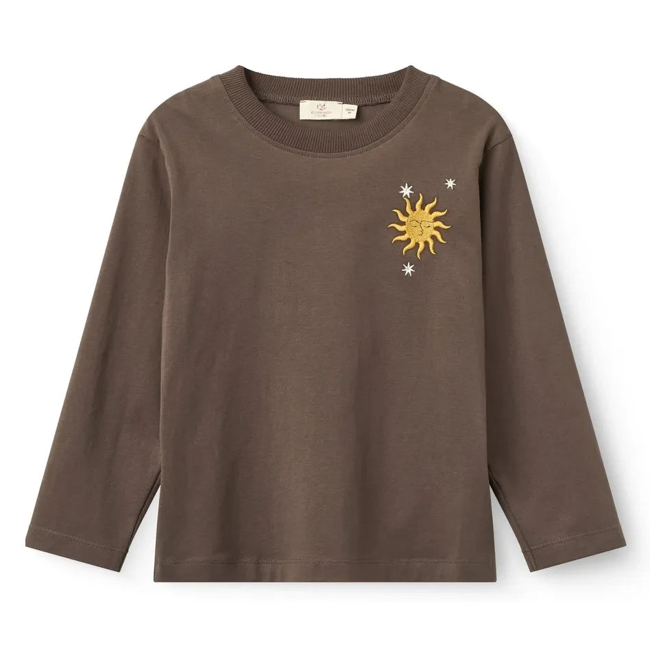 Copenhagen Colors - Organic Cotton "Sun" Embroidered T-Shirt | Dark Brown