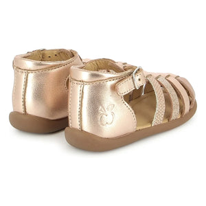 Pom d'Api - Metallic Heeled Sandals with Buckle Detail | Rose Gold