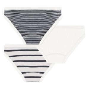Petit Bateau - Pack of 3 Organic Cotton Culotte Marinière | Navy Blue